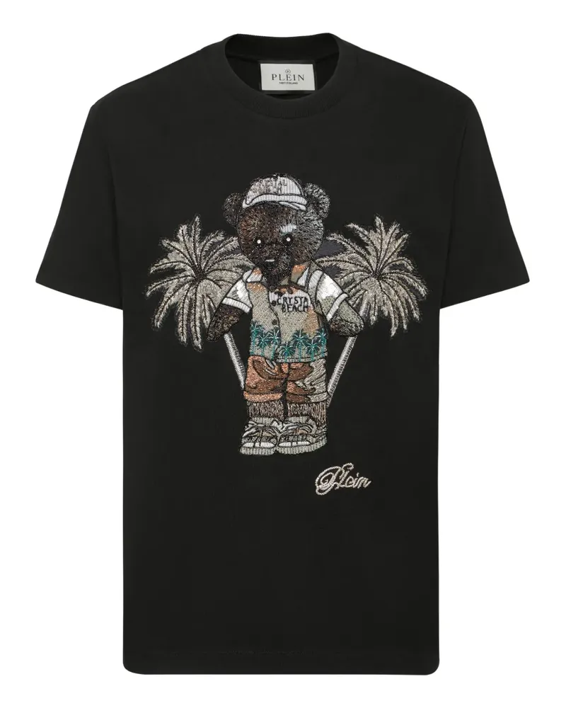 Philipp Plein T-Shirt mit Teddy-Stickerei - Schwarz Schwarz