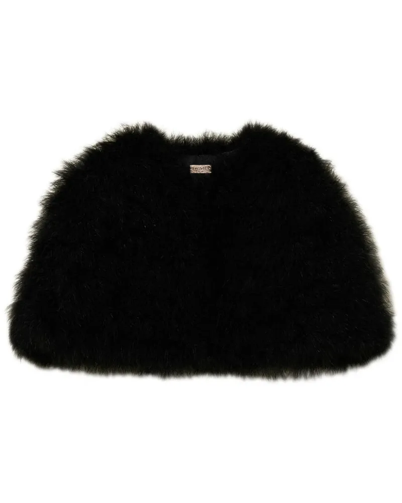 Twin-Set Cape mit Federn - Schwarz Schwarz