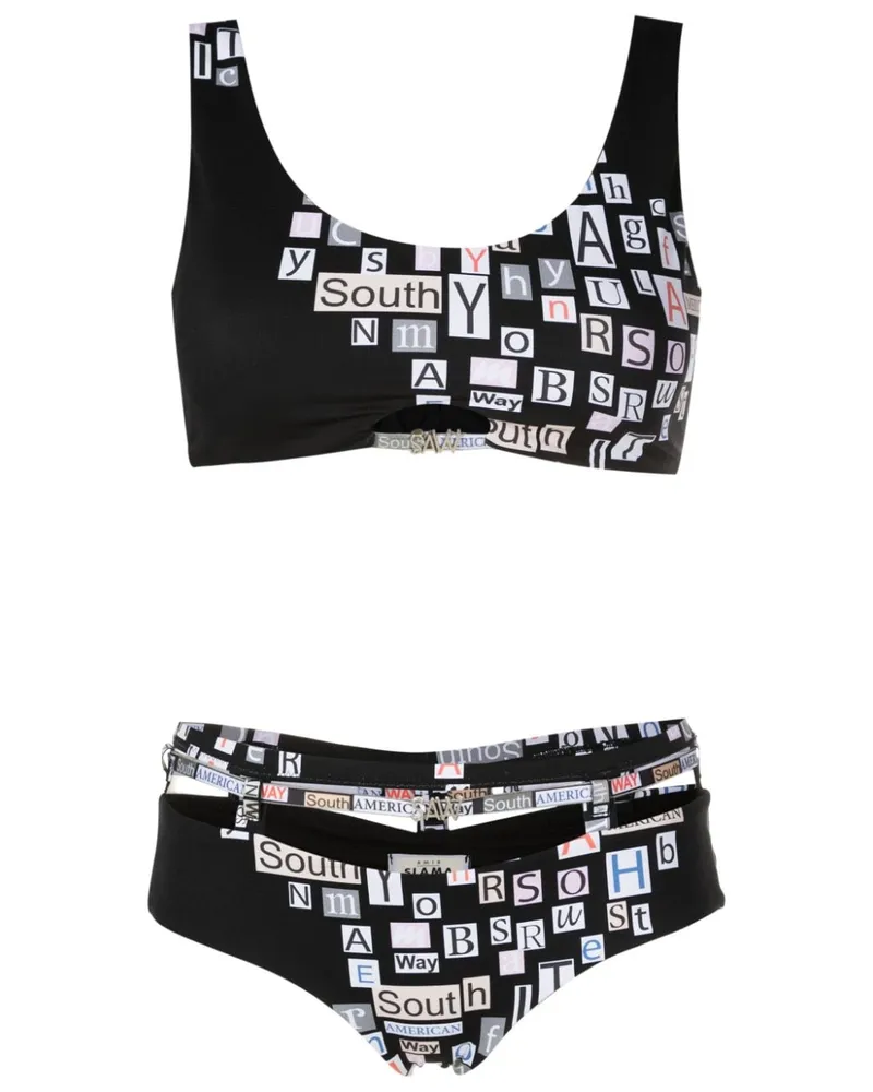 Amir Slama Bikini mit Print - Schwarz Schwarz