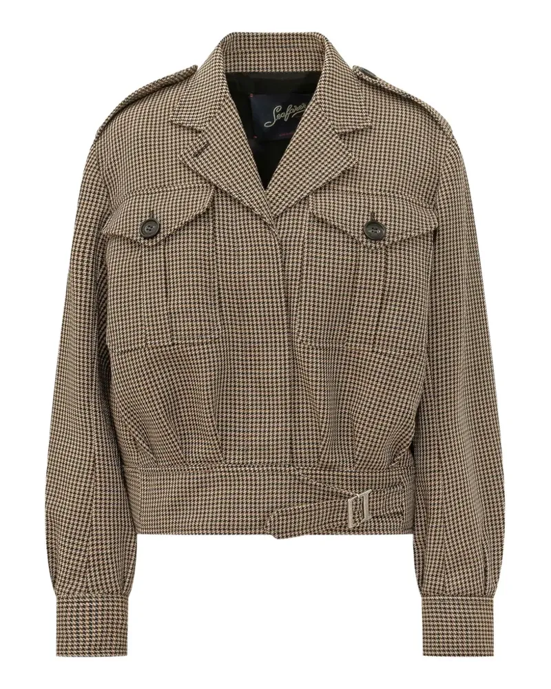 Seafarer houndstooth-pattern belted jacket - Braun Braun