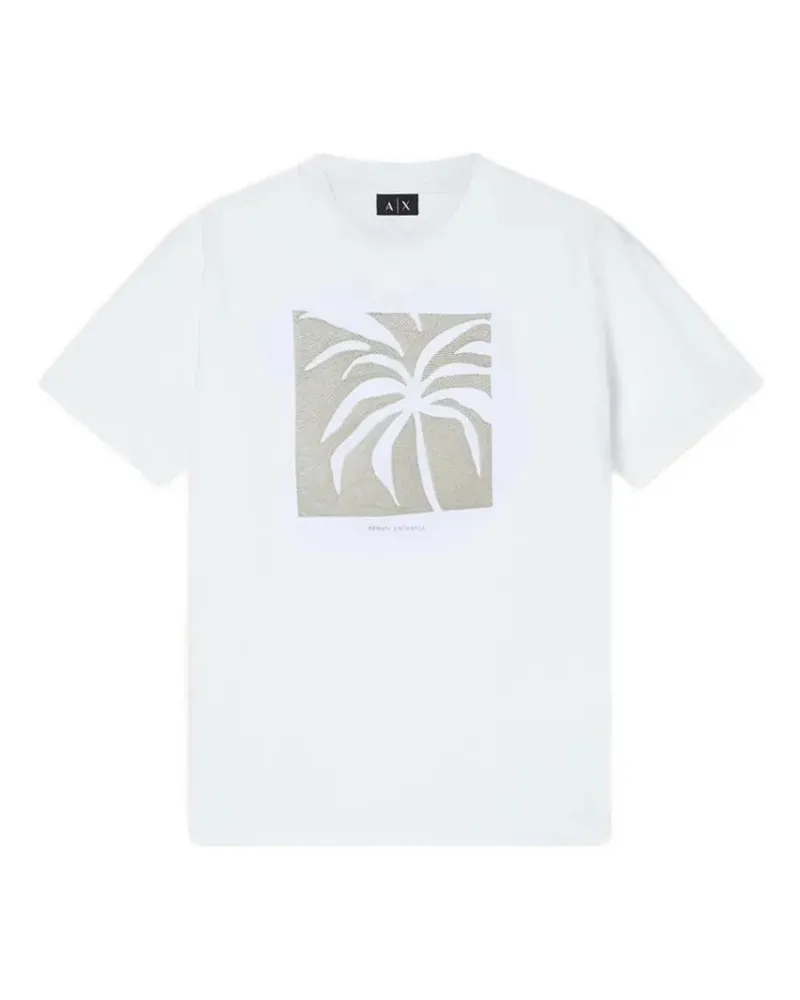 Armani Exchange T-Shirt mit Palmen-Print - Weiß Weiß