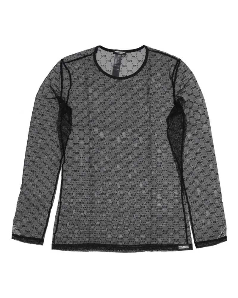 Dsquared2 monogram-print mesh top - Schwarz Schwarz