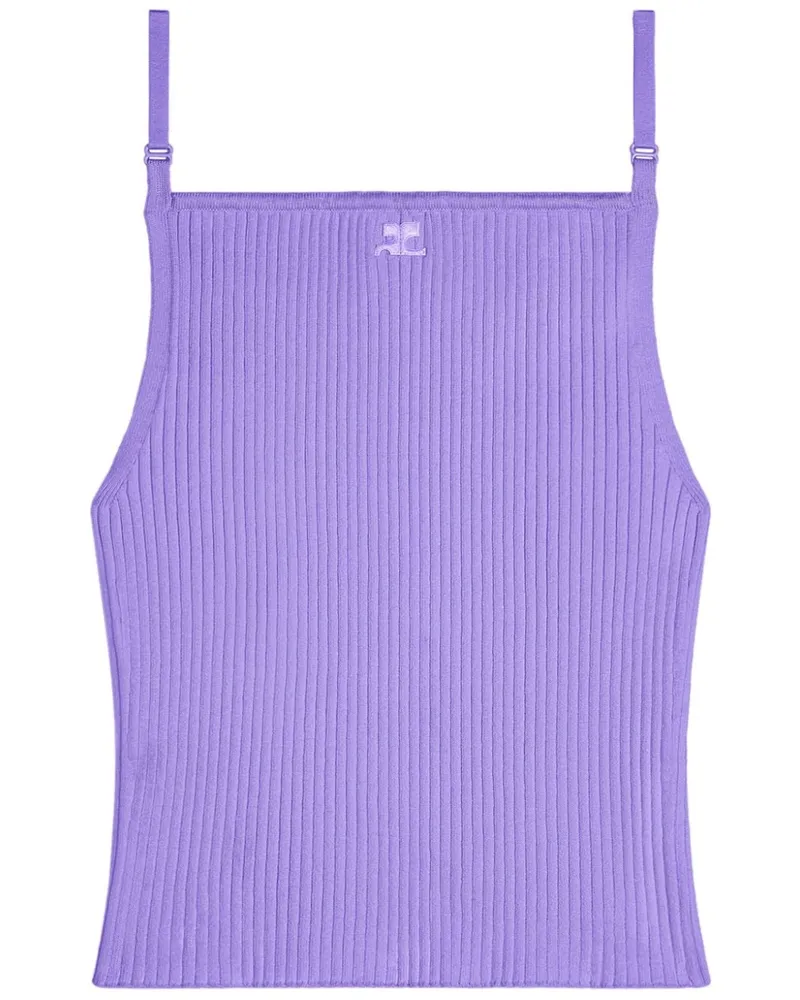 Courrèges Geripptes Trägershirt mit Logo - Violett Violett