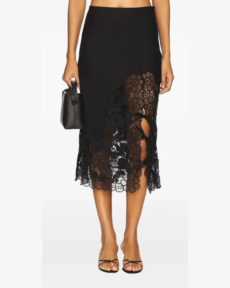 Sea Spitzenrock mit gewelltem Saum - Schwarz Schwarz