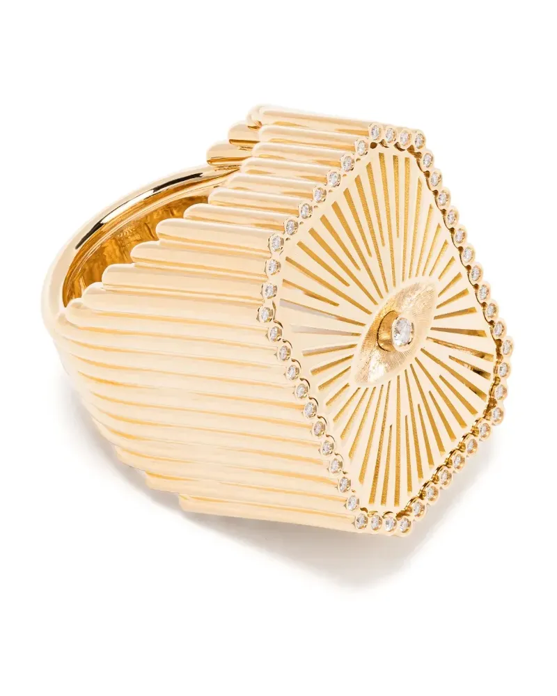 Marie Lichtenberg 18kt Eye Scap Gelbgold-Siegelring mit Diamanten Gold
