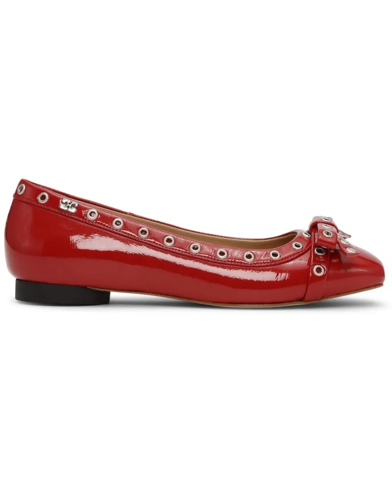 Ganni Ballerinas mit Ösendetail - Rot Rot