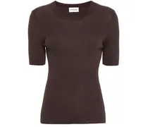 Kurzärmeliges Strickoberteil - Braun