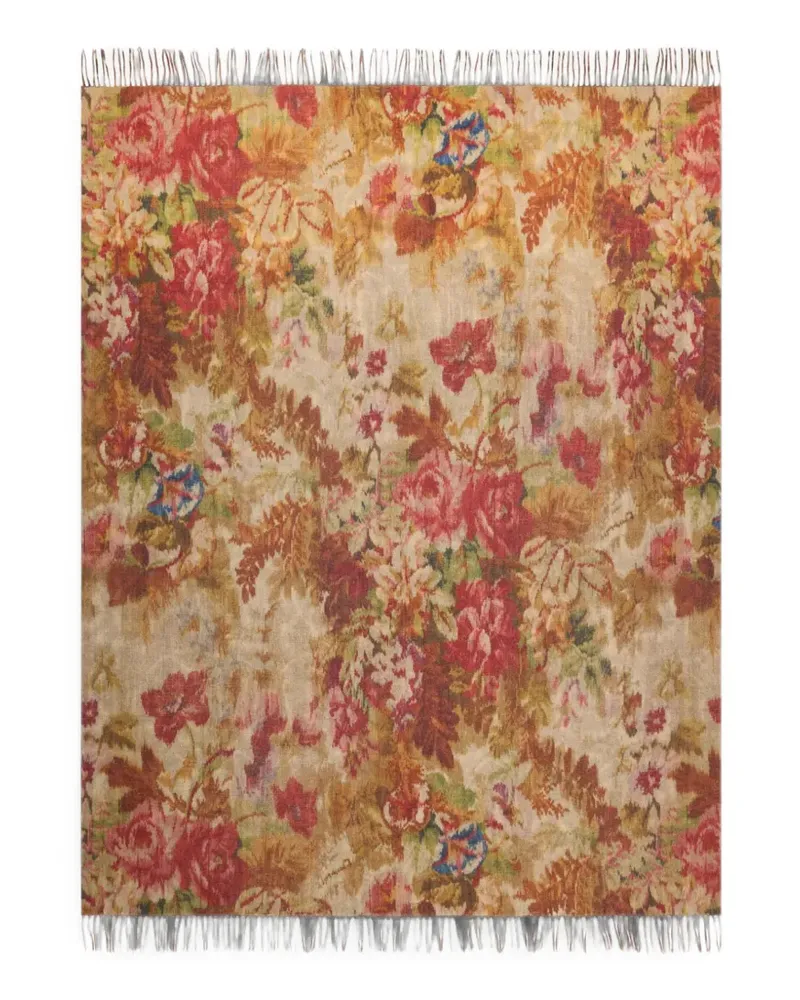 Pierre-Louis Mascia Sidney floral-print cashmere scarf - Nude Nude