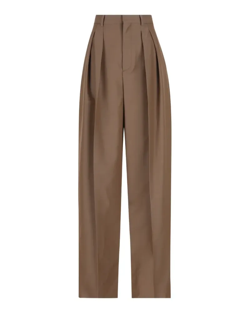 Saint Laurent pleated wool-blend trousers - Braun Braun