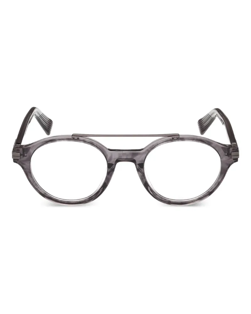 Ermenegildo Zegna Gestreifte Brille mit rundem Gestell - Grau Grau