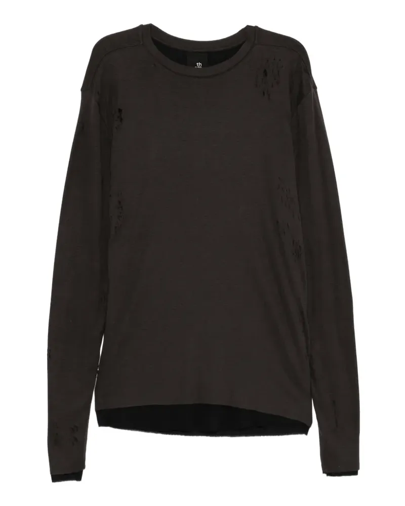 THOM KROM T-Shirt im Distressed-Look - Braun Braun