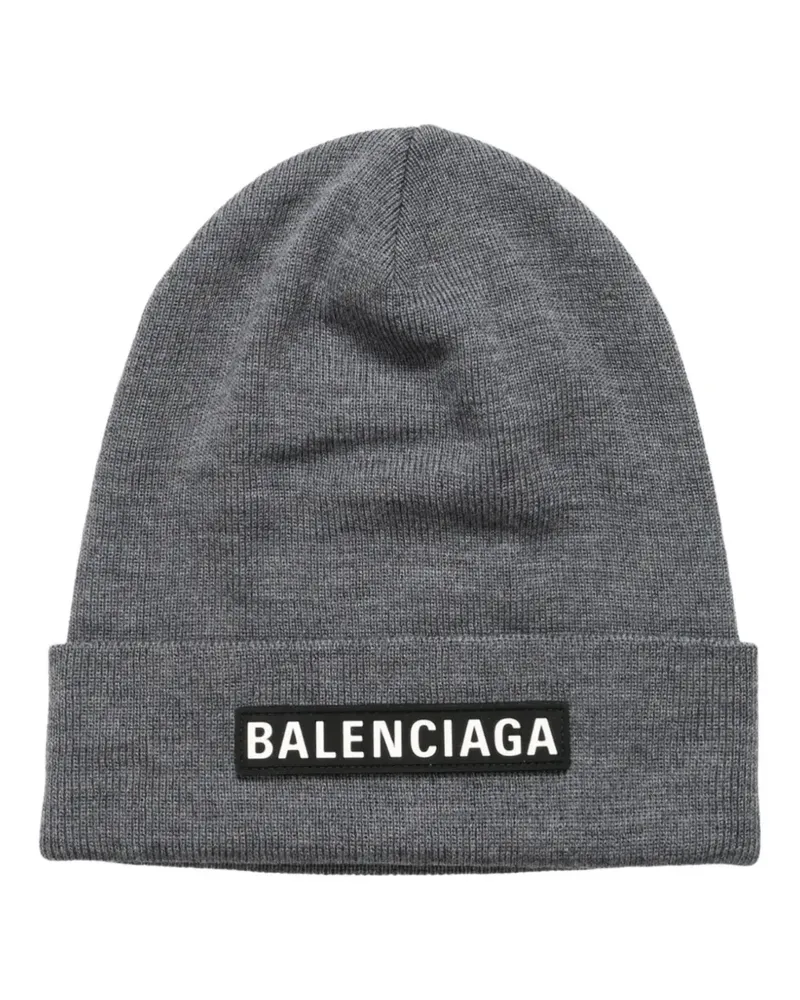 Balenciaga Beanie mit Ball-Patch - Grau Grau