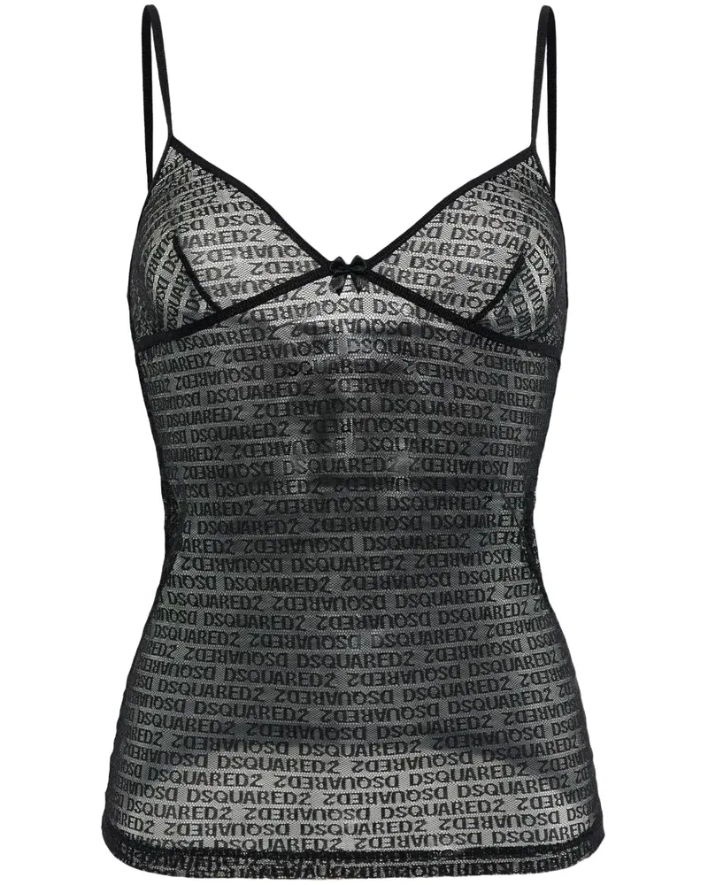 Dsquared2 Top aus Logo-Jacquard - Schwarz Schwarz