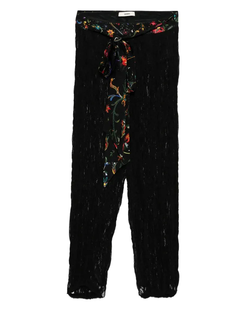 SIEDRES Hose mit Blumen-Print - Schwarz Schwarz