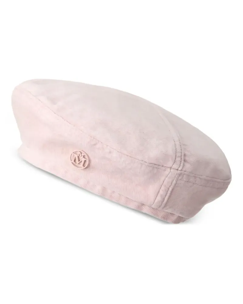 Maison Michel Baskenmütze mit Logo-Schild - Rosa Rosa