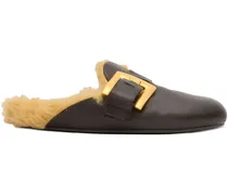 Mules mit Futter aus Faux Fur - Schwarz