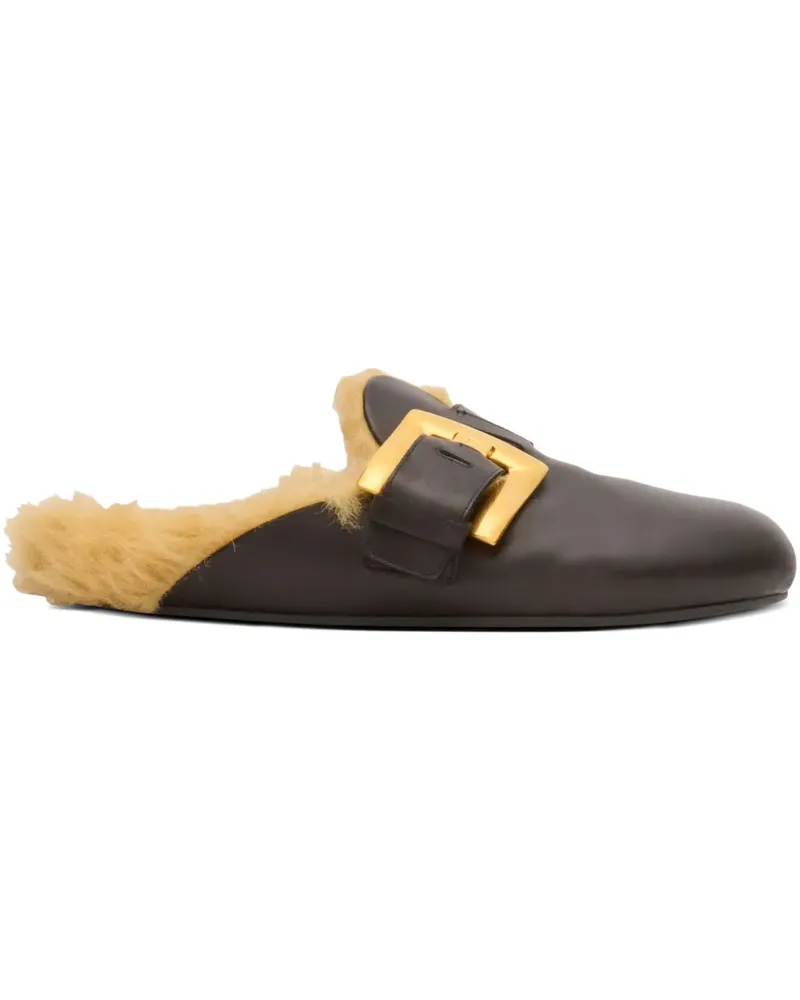 Balmain Mules mit Futter aus Faux Fur - Schwarz Schwarz