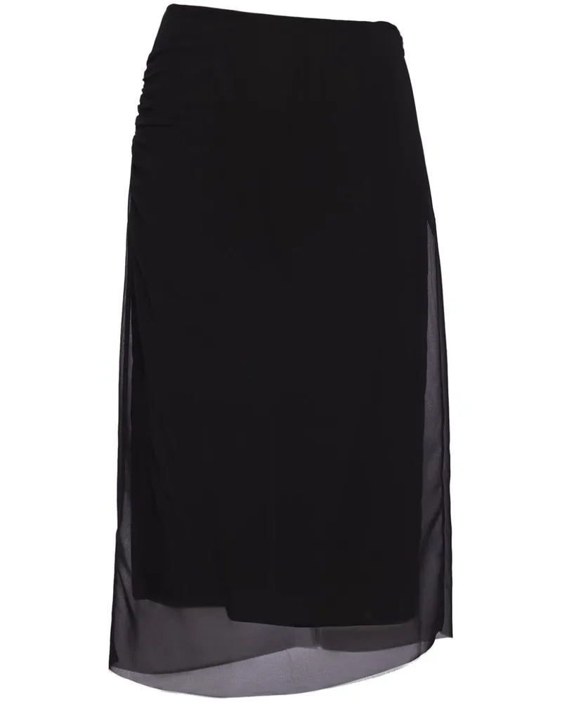 Prada Semi-transparenter Midirock - Schwarz Schwarz