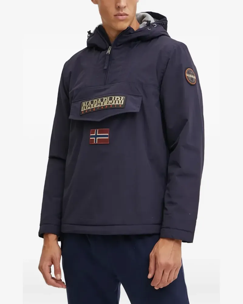Napapijri Kapuzenjacke mit Logo-Patch - Blau Blau