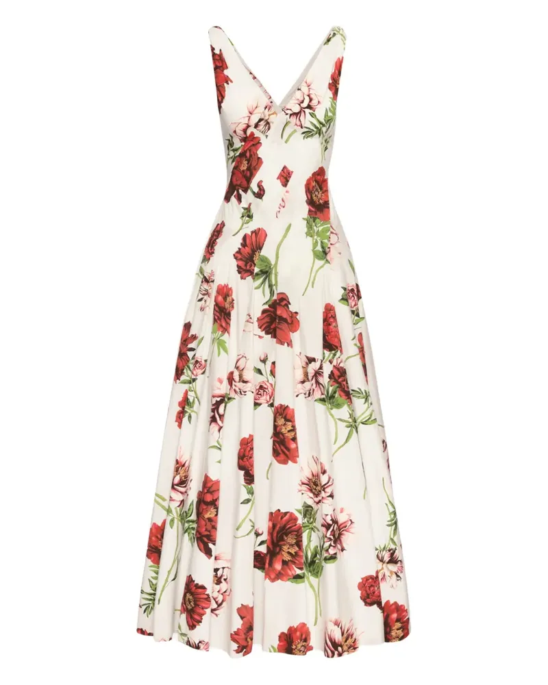Oscar de la Renta Maxikleid mit V-Ausschnitt - Weiß Weiß
