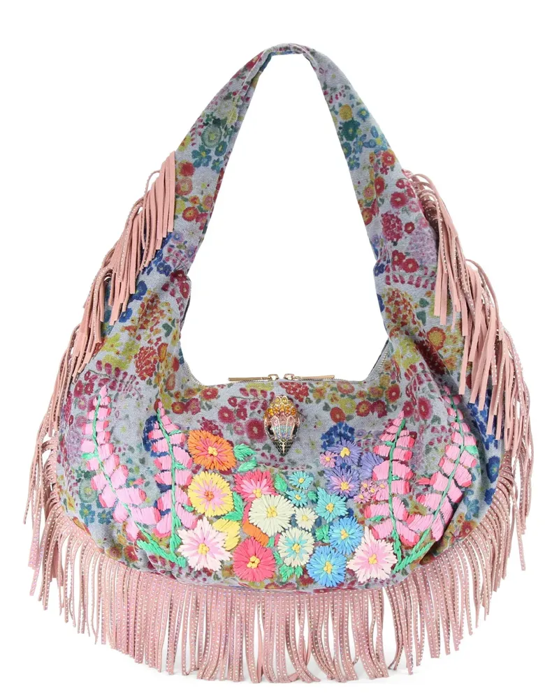 Kurt Geiger Große Shoreditch Schultertasche mit Fransen - Blau Blau