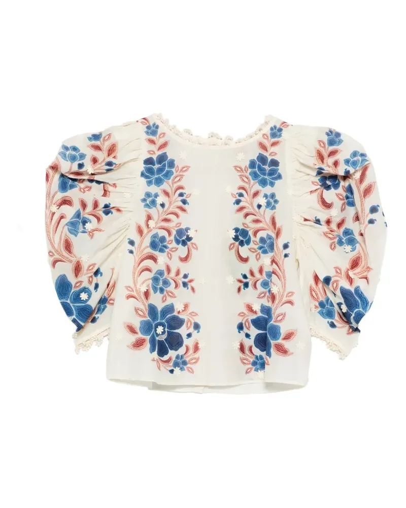 FARM Rio floral embroidered blouse - Nude Nude