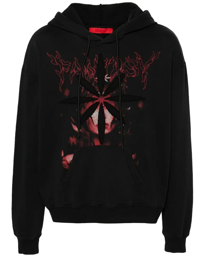 KUSIKOHC Hoodie mit Gesicht-Print - Schwarz Schwarz