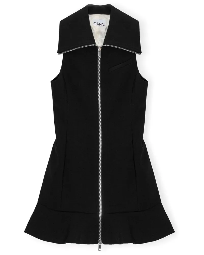 Ganni Minikleid aus Krepp - Schwarz Schwarz