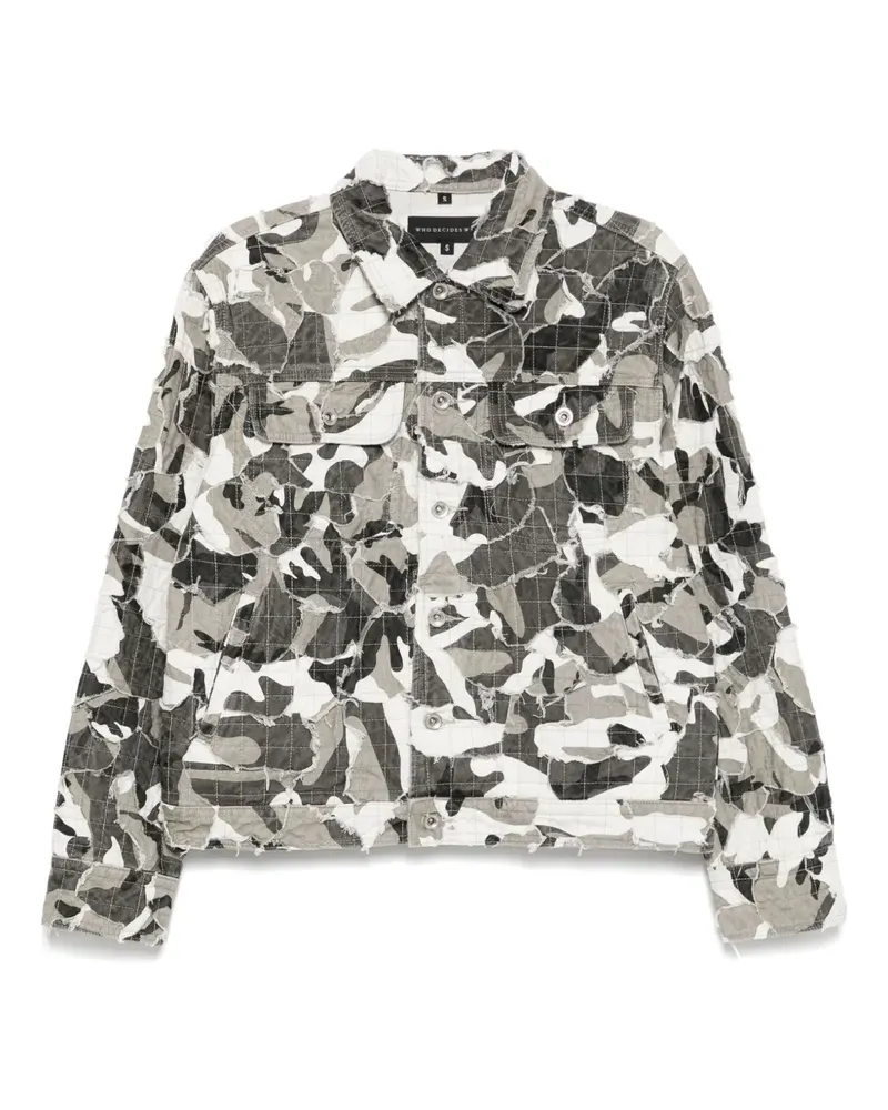 WHO DECIDES WAR Camo Trucker Jacke - Grau Grau