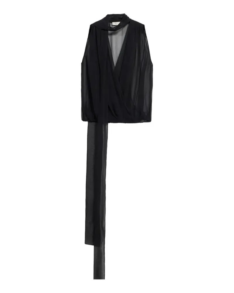 Blumarine georgette sash top - Schwarz Schwarz