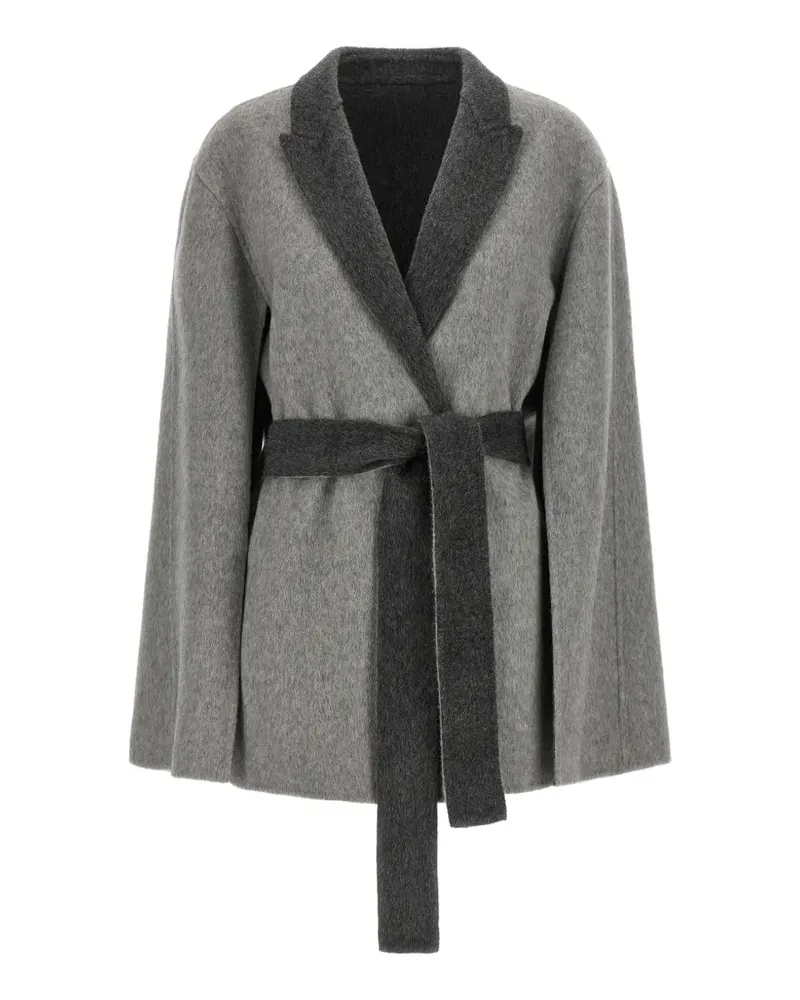 Alberta Ferretti cape-sleeve belted cardi-coat - Grau Grau