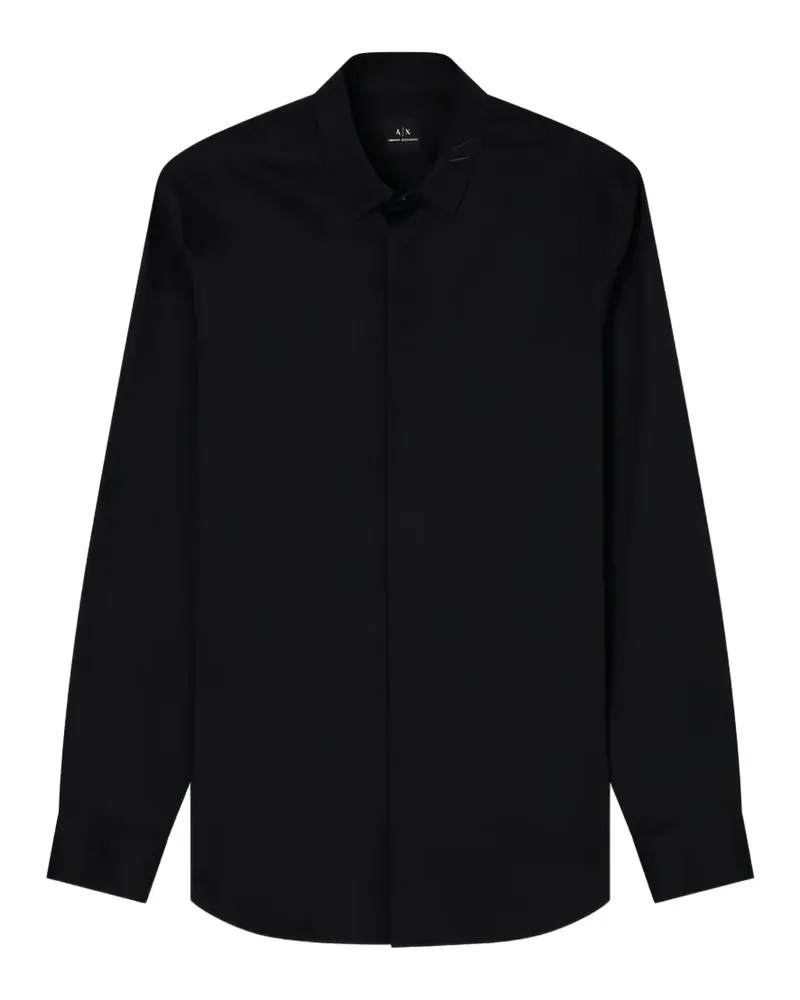 Armani Exchange logo-embroidered long-sleeve shirt - Schwarz Schwarz