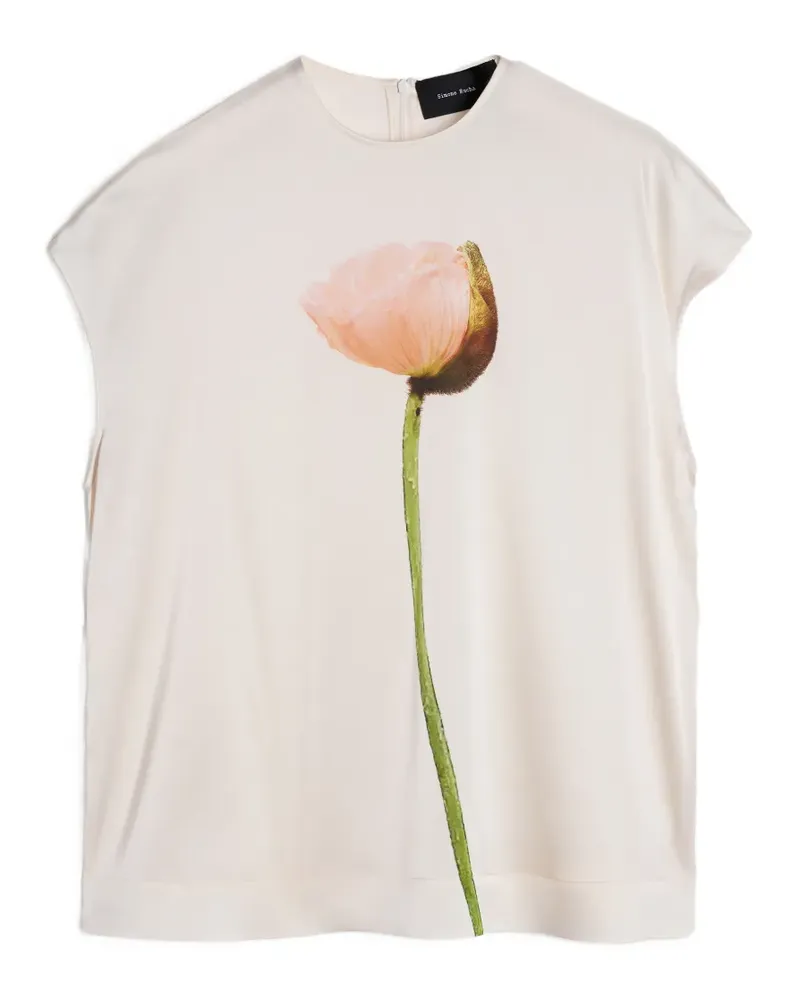 Simone Rocha Bluse mit Mohn-Print - Nude Nude