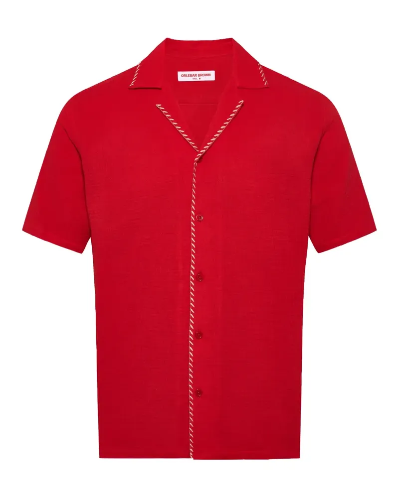 Orlebar Brown Maitan Hemd mit Ziernaht - Rot Rot
