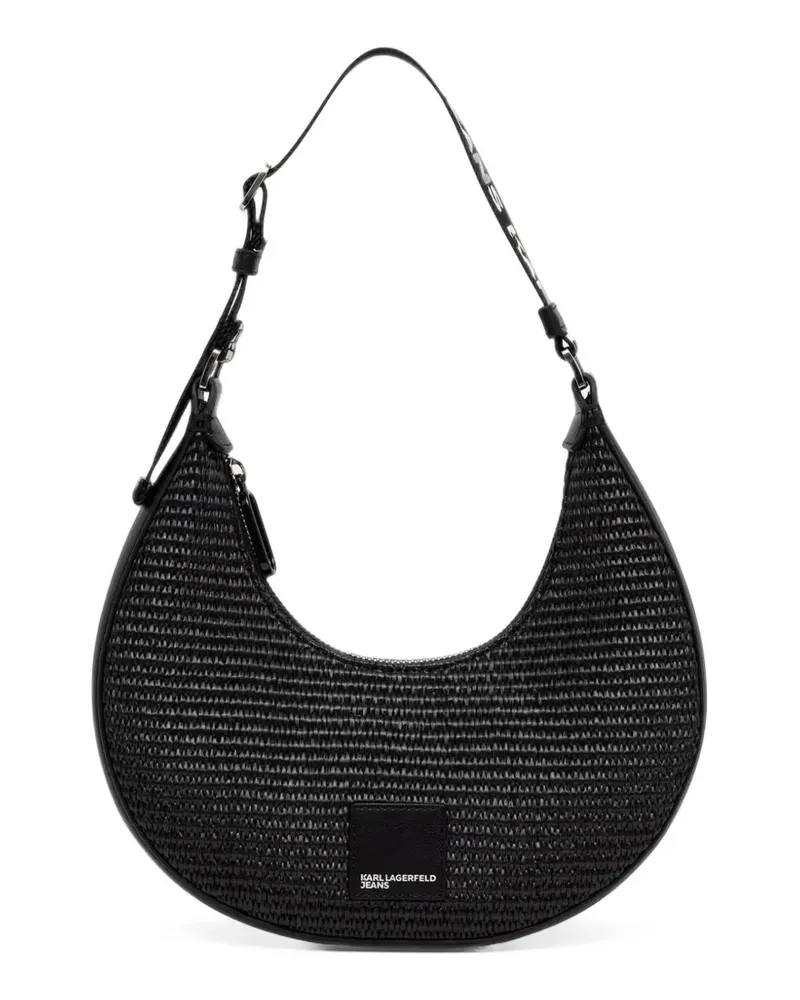Karl Lagerfeld Tote Bag in Flechtdesign mit Logo-Träger - Schwarz Schwarz