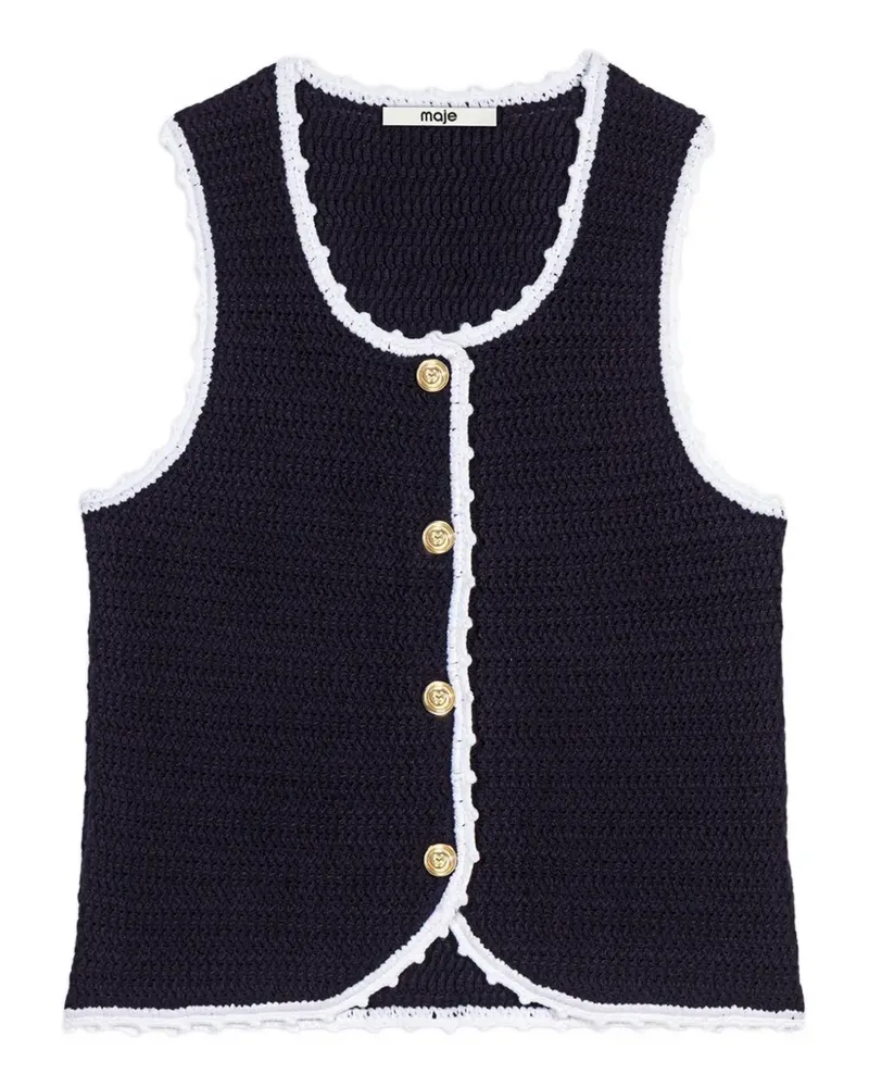 Maje crochet-knit cropped vest - Blau Blau