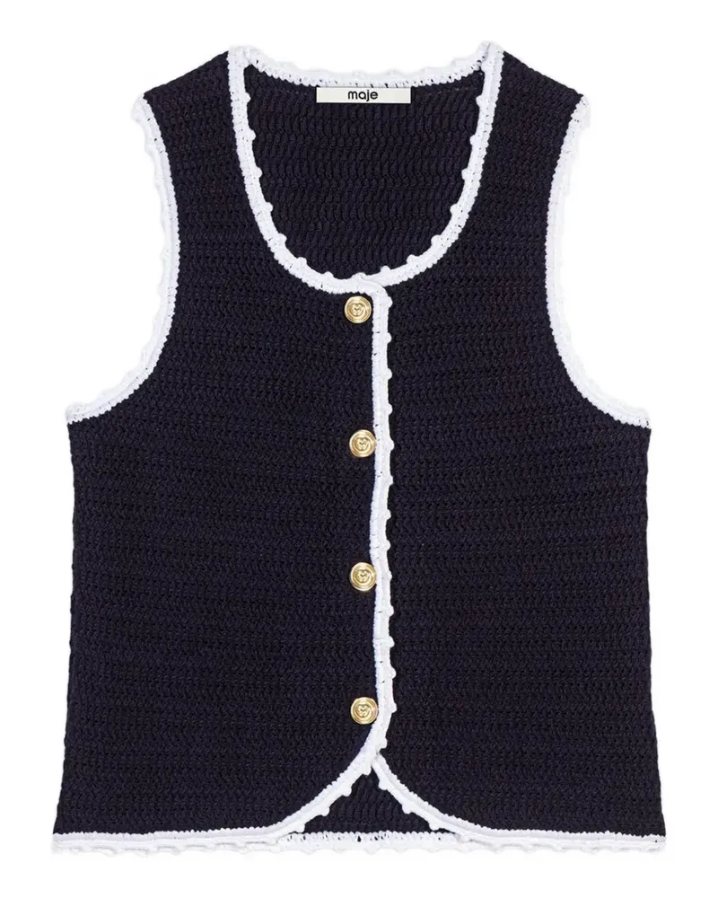 Maje Gehäkelter Cropped-Pullunder - Blau Blau
