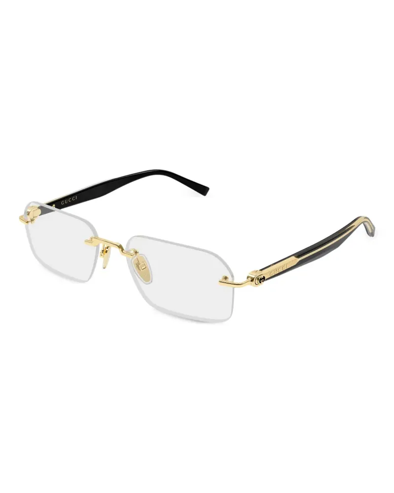 Gucci Rahmenlose Brille mit eckigen Gläsern - Gold Gold