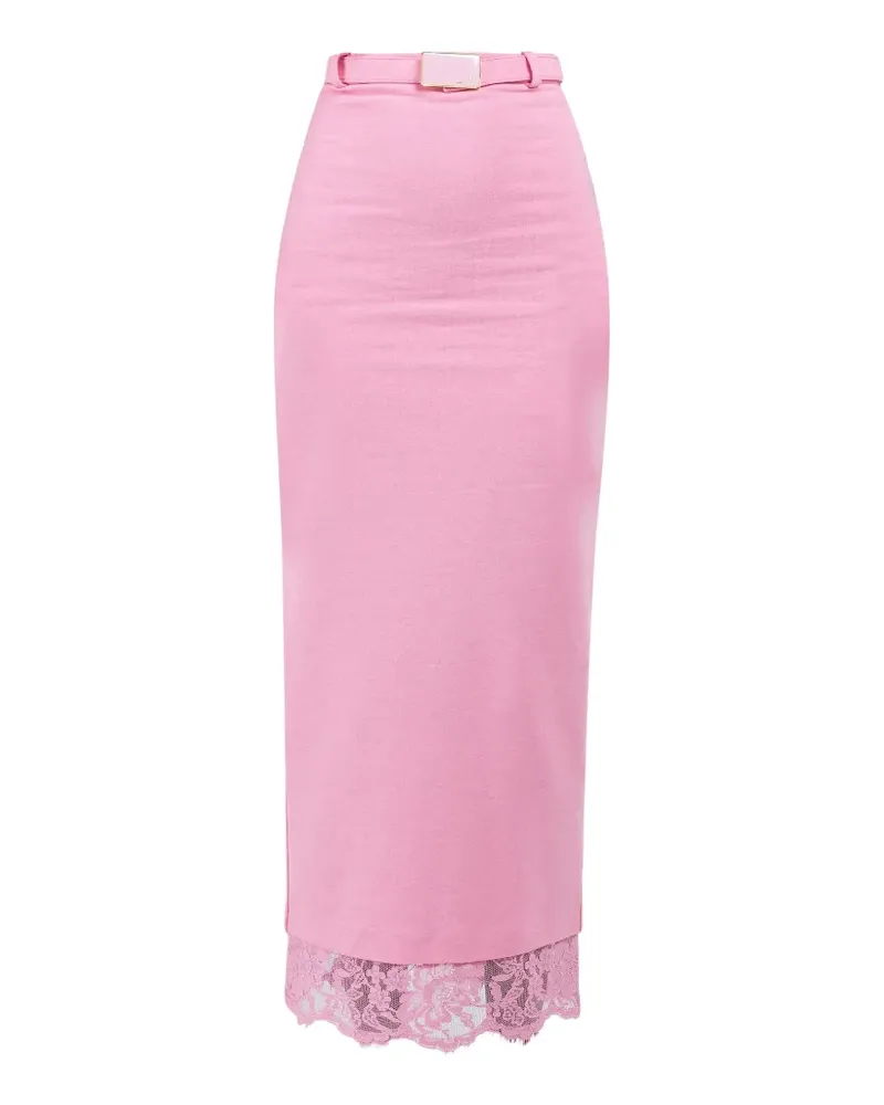 Rowen Rose lace-contrast midi skirt - Rosa Rosa