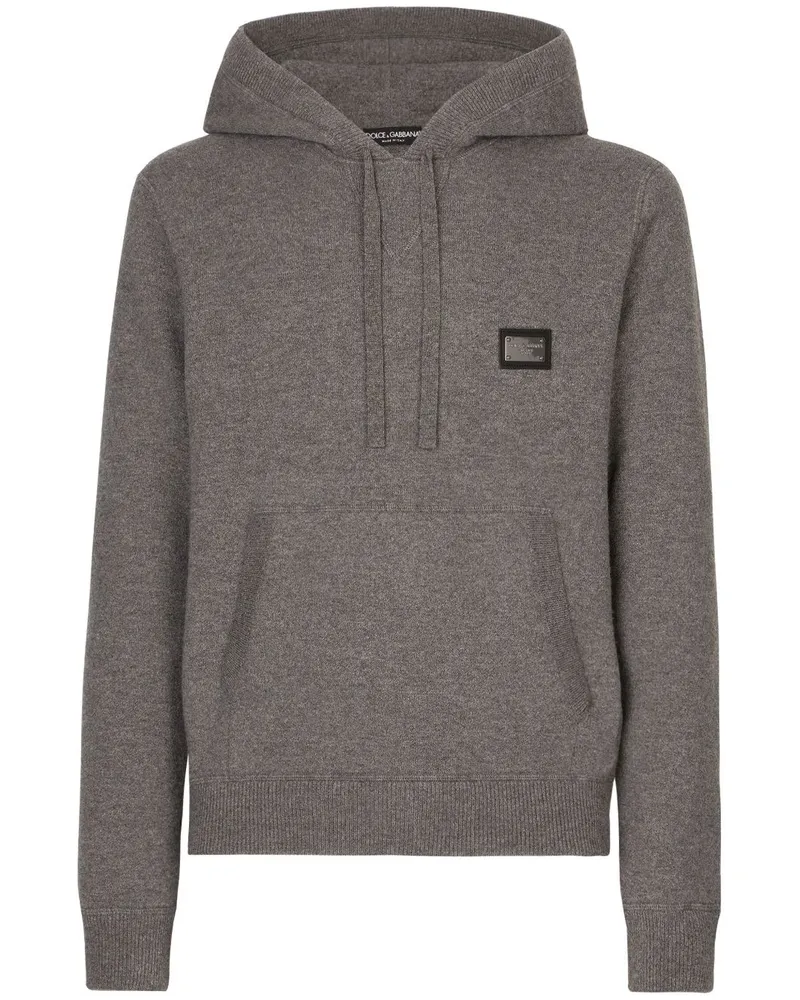 Dolce & Gabbana Hoodie mit Logo-Schild Grau