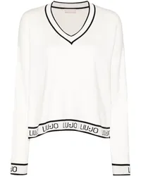 Liu Jo Pullover mit Intarsien-Logo Weiß