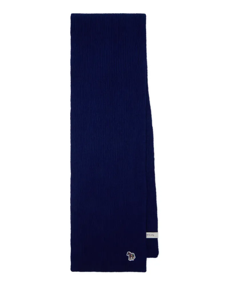 Paul Smith Zebra-patch ribbed scarf - Blau Blau