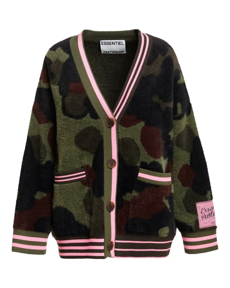 Essentiel Kamoo Cardigan mit Camouflage-Jacquard - Grün Grün
