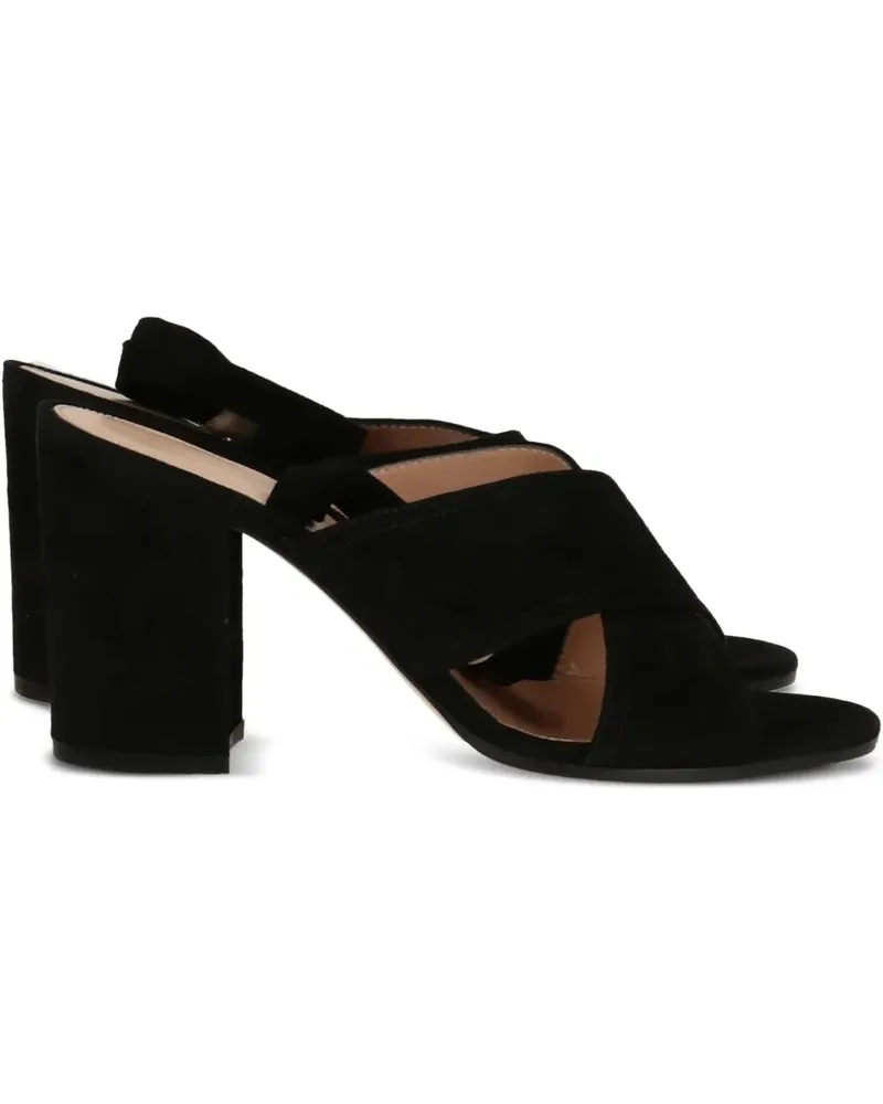 Gianvito Rossi Überkreuzte Sandalen mit Blockabsatz - Schwarz Schwarz
