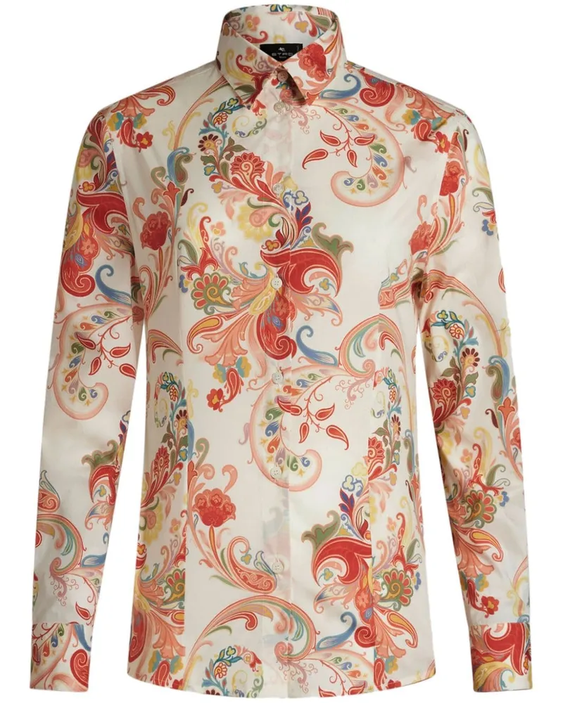 Etro Popeline-Hemd mit Paisley-Print - Weiß Weiß