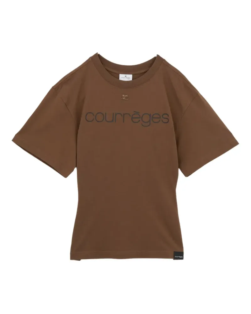 Courrèges logo-embroidered T-shirt - Braun Braun