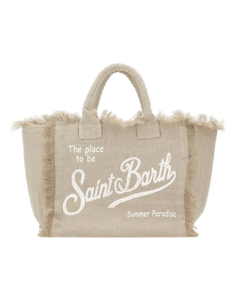 MC2 Saint Barth Vanity linen fringe-trimmed tote bag - Nude Nude