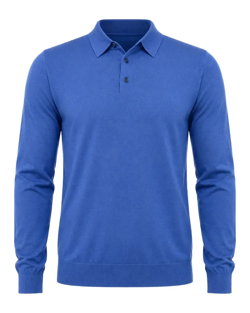 Paolo Pecora Milano Langärmeliges Poloshirt - Blau Blau