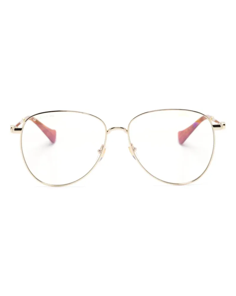 Gucci Cat-Eye-Sonnenbrille mit GG-Gravur - Gold Gold