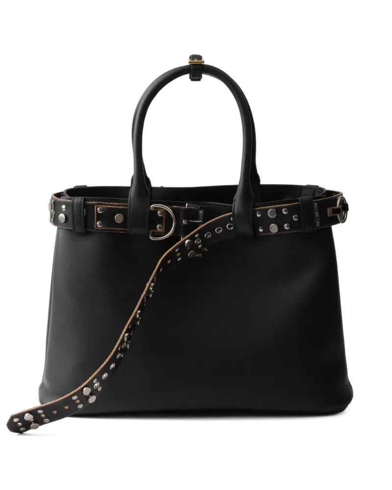 Prada Großer Tote Bag mit Schnalle - Schwarz Schwarz